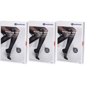 BAUERFEIND VenoTrain micro bas noir - Bas de compression médicale - AG CCL2 Taille M plus/long pied fermé