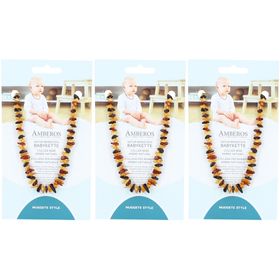 AMBEROS Collier bébé ambre naturel nuggets style 32 cm