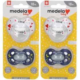 Medela Baby Schnuller Day & Night 18+m Silikon mit Kapseln