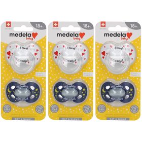 Medela Baby Schnuller Day & Night 18+m Silikon mit Kapseln
