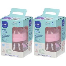 Mam Flasche Feel Good Glas 90 ml 0+ Monate Sehr langsamer Nahrungsfluss