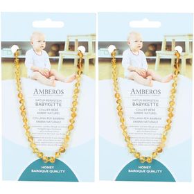 AMBEROS Babykette Naturbernstein Honig Barock 32 cm