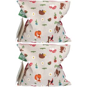 Himmelgrün® Coussin aux noyeaux de cerise pour enfants 20x20 cm - Design animaux de la forêt