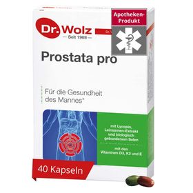 Dr. Wolz Prostata pro, speziell für die Gesundheit des Mannes, mit Vitaminen, Lycopin, Leinsamen-Extrakt und biologisch gebundenem Selen, 2x20 Kapseln
