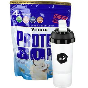 Weider Protein 80 Plus Noix de coco + nu3 SmartShaker