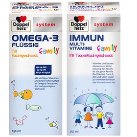Doppelherz® system OMEGA-3 flüssig family + system IMMUN Multivitamine family