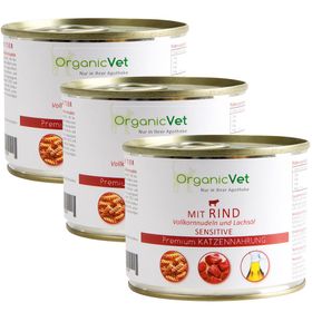 OrganicVet CHAT SENSITIVE Bœuf avec pâtes complètes et huile de saumon