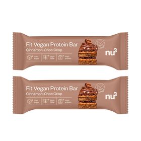 NU3 Fit Barre protéinée Végan - Cannelle, Chocolat croustillant