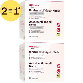 Redcare Fem serviettes hygiéniques avec ailettes nuit | 2=1*