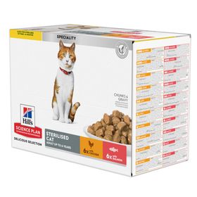 Hill's Science Plan Sterilised Cat Adult Nassfutter Multipack Huhn & Lachs