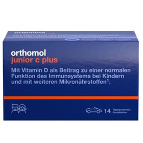Orthomol junior C plus - mit Vitamin C als Beitrag zu einer normalen Funktion des Immunsystems - Waldfrucht und Mand./Orange - Kautabletten