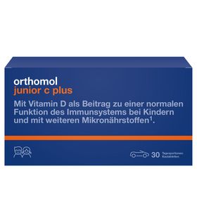 Orthomol junior C plus - mit Vitamin C als Beitrag zu einer normalen Funktion des Immunsystems - Mandarine/Orangen-Geschmack - Kautabletten