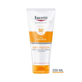 Eucerin® Oil Control Body Sun Dry Touch Gel-Creme LSF 50+ – sehr hoher Sonnenschutz mit ultra leichter Textur, Anti-Sand Effekt und Anti-Glanz Effekt