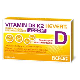 Vitamin D3 K2 Hevert plus Calcium und Magnesium 2000 IE