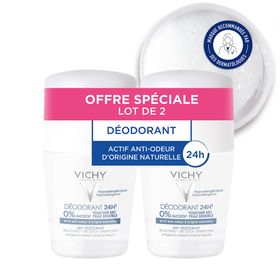 LOT*2 Déodorant 24H actif anti-odeur d'origine naturelle toucher sec - Roll-on