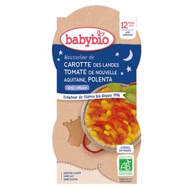 Babybio MOUSSELINE DE CAROTTE DES LANDES TOMATE DE NOUVELLE-AQUITAINE POLENTA ORIGAN ab 12 Monaten