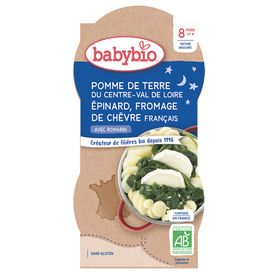 Babybio POMME DE TERRE DU CENTRE-VAL DE LOIRE EPINARD FROMAGE DE CHÈVRE FRANÇAIS dès 8 mois