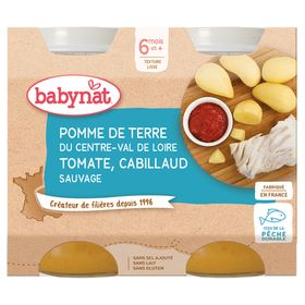 Babybio POMME DE TERRE DU CENTRE-VAL DE LOIRE TOMATE CABILLAUD SAUVAGE dès 6 mois