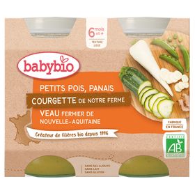 Babybio KLEINE ERBSEN PANAIS KURGETTE VON UNSEREM BAUERNHOF FERMISCHES KALB VON NOUVELLE-AQUITAINE ab 6 Monate