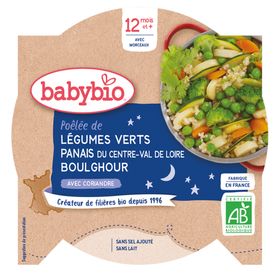 Babybio POÊLÉE DE LÉGUMES VERTS PANAIS DU CENTRE-VAL DE LOIRE BOULGHOUR CORIANDRE dès 12 mois
