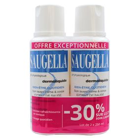Saugella - Dermoliquide - Soin lavant pour l’hygiène intime quotidienne des femmes adultes - à base d’extrait de Sauge - Assure le bien-être intime quotidien - Flacons Lot 2x250 ml