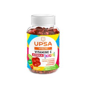 Acerola Vitamin C KIDS - 60 Kaugummis - Erwachsene & Kinder ab 3Jahren - Nahrungsergänzungsmittel, vegan, Erdbeergeschmack - Vorübergehende Müdigkeit und Immunabwehr