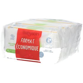 BABYSOIN - Wasserbasierte Tücher mit ZERTIFIZIERTER COSMOS NATURAL - Körper, Gesicht, Sitz - Parfümfrei - Beutel 60X4