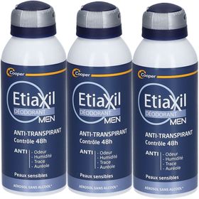 ETIAXIL - Déodorant Anti-transpirant - HOMME - Transpiration Modérée - Aisselles - Contrôle 48h - Aérosol - 150 ml