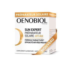 OENOBIOL SUN EXPERT Préparateur Solaire Anti-Âge - Efficacité Anti-Âge prouvée - Protection cellulaire renforcée - Favorise un hâle intense et éclatant - Complément Alimentaire 30 capsules - 1 mois