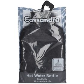 Cassandra Bouillotte Housse Fausse fourrure Noire 1,8L