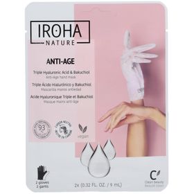 IROHA NATURE Masque gants anti-âge - Triple acide hyaluronique, bakuchiol et niacinamide