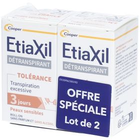 ETIAXIL - Déodorant Détranspirant - Traitement Transpiration Excessive - Aisselles - TOLÉRANCE- 15 ml Lot de 2