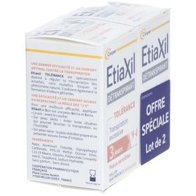 ETIAXIL - Déodorant Détranspirant - Traitement Transpiration Excessive - Aisselles - TOLÉRANCE- 15 ml Lot de 2