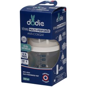 Dodie Flasche Sauger Multi-Perforiert Anti-Colic Blau +0 150 ML