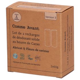 COMME AVANT Recharges de déodorant solide au beurre de cacao - Abricot & Fleurs de cerisier