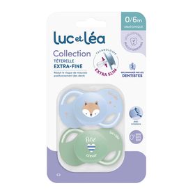 LUC ET LEA Extradünnes anatomisches Schnullerduo - Fuchs und Herzchen
