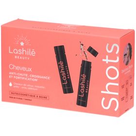 Lashilé Beauty - Shots cheveux - Formule 3 en 1 - Anti-chute, croissance et fortification - Nutricosmétique à boire - Programme 14 Jours - Cheveux de vénus, roquette, prêle, sélenium