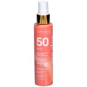 Alphanova Huile solaire rose scintillante SPF50 aux huiles bio