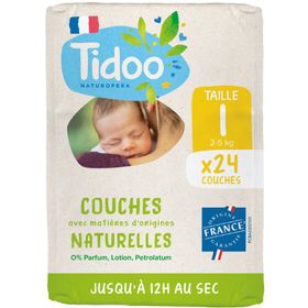 TIDOO – Ökologische Windeln mit 100 % natürlichem Einlagestoff, Größe T1 (2–5 kg)