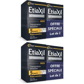 ETIAXIL - Déodorant Détranspirant - Traitement Transpiration Excessive - Aisselles - HOMME - Peaux Sensibles - 15 ml - Lot de 2