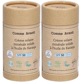 Comme Avant Crème solaire minérale solide à l'huile de Karanja SPF 50 Dès la naissance