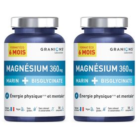 GRANIONS Magnesium 360 mg aus Meeresmagnesium + Bisglycinat – Energie &amp; Ausgeglichenheit
