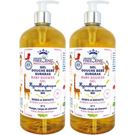 FREESENS® Gel douche surgras bébé  3 en 1 - Huile de coco bio