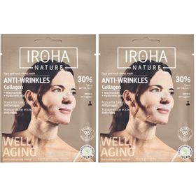 IROHA NATURE Masque en feuille anti-âge pour le visage et le cou - Collagène