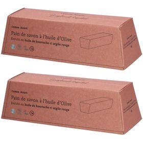 WIE VORHER Olivenöl-Seifenstück - Angereichert mit Borretschöl und roter Tonerde