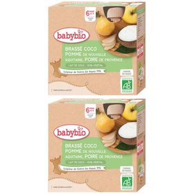 Babybio BRASSÉ LAIT DE COCO POMME DE NOUVELLE-AQUITAINE POIRE DE PROVENCE dès 6 mois