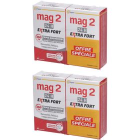 MAG 2 - 24H Extra fort - Anti-nervosité et anti-fatigue - Complément alimentaire à base de magnésium, vitamine B6, vitamine D et taurine - Programme 90 jours - Lot 2x45 comprimés