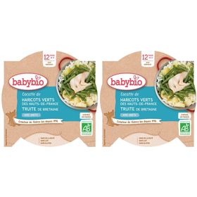 Babybio COCOTTE DE HARICOTS VERTS DES HAUTS-DE-FRANCE TRUITE DE BRETAGNE À L'ANETH dès 12 mois