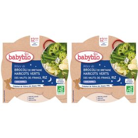 Babybio DÉLICE DE BROCOLI DE BRETAGNE HARICOTS VERTS DES HAUTS-DE-FRANCE RIZ AU PERSIL dès 12 mois