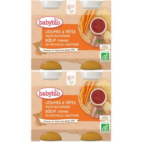 BABYBIO Menu Légumes & Pâtes façon bolognaise, bœuf fermier de Nouvele-Aquitaine